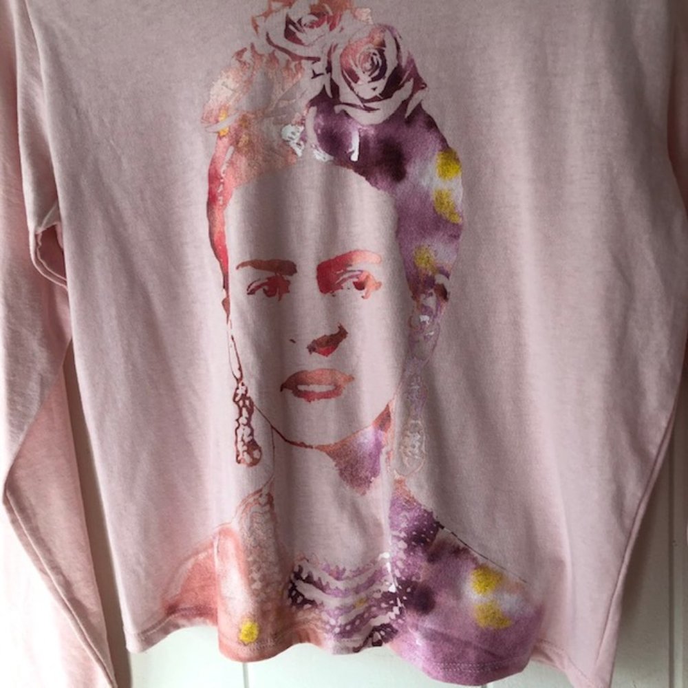 Frida Kahlo Pink Watercolor Graphic T-Shirt - Picture 5 of 6